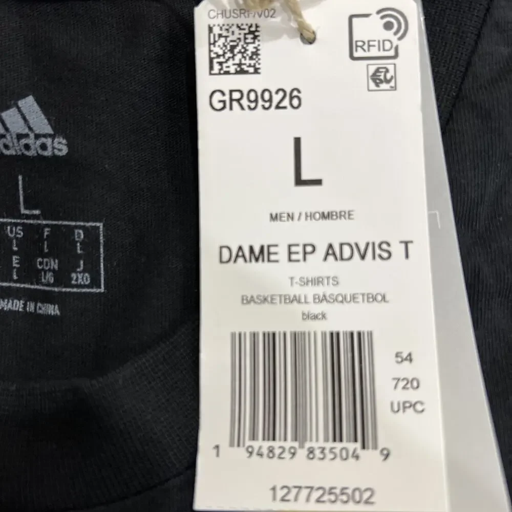 Adidas Opponent Advisory T-Shirt Mens Tee Large Black New Basketball Spell Out